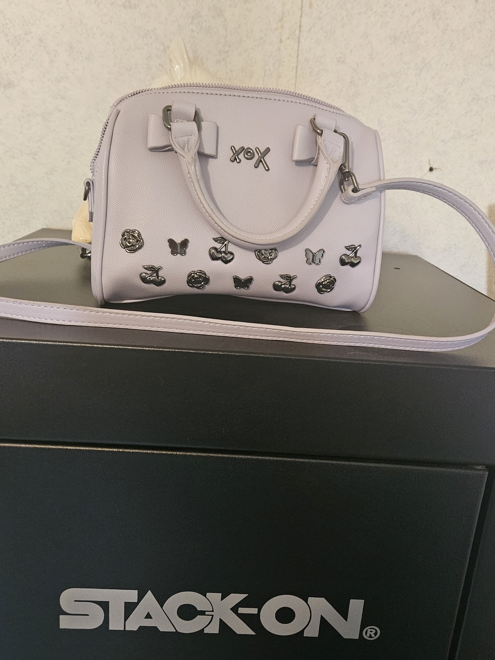 Betsey Johnson Shoulder Bag with Butterfly & Rose Studs